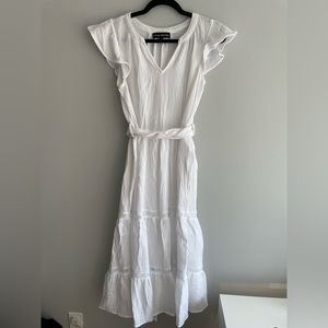 Catherine Malandrino White Dress with Tie Belt Size S
